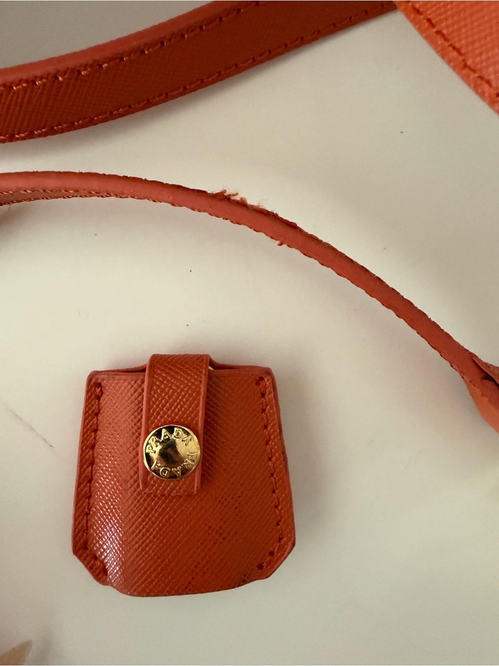 Prada Saffiano Lux Bowler Bag Papaya Orange Leather Top Handle Satchel - Picture 13 of 15